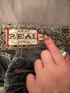 Ariat Blue Denim Jeans with Paisley Waistband